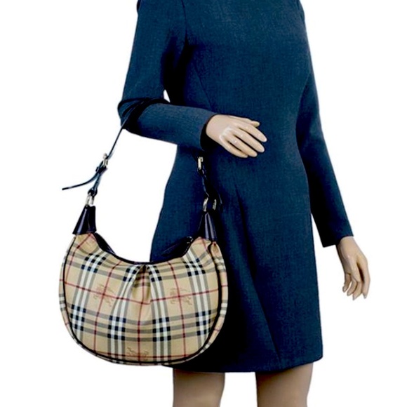 Burberry Brown Haymarket Classic Check Hobo Bag - Picture 2 of 16